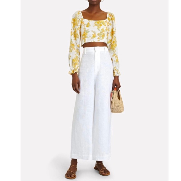 NEW FAITHFULL THE BRAND REVOLVE FLORAL PRINT LINEN CROP TOP - Picture 9 of 10